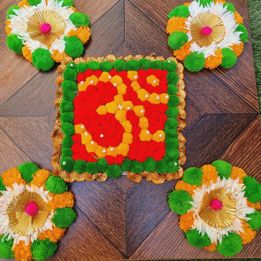 Floral Rangoli Mat ( Set of 5 Pieces) - Urban Roots