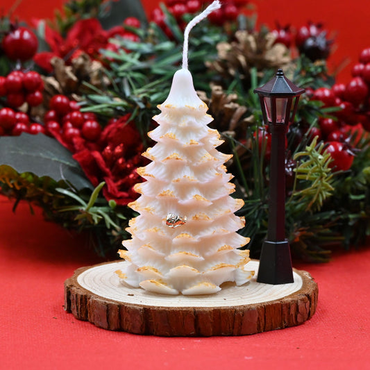 Shiny Gold Christmas Tree Candle