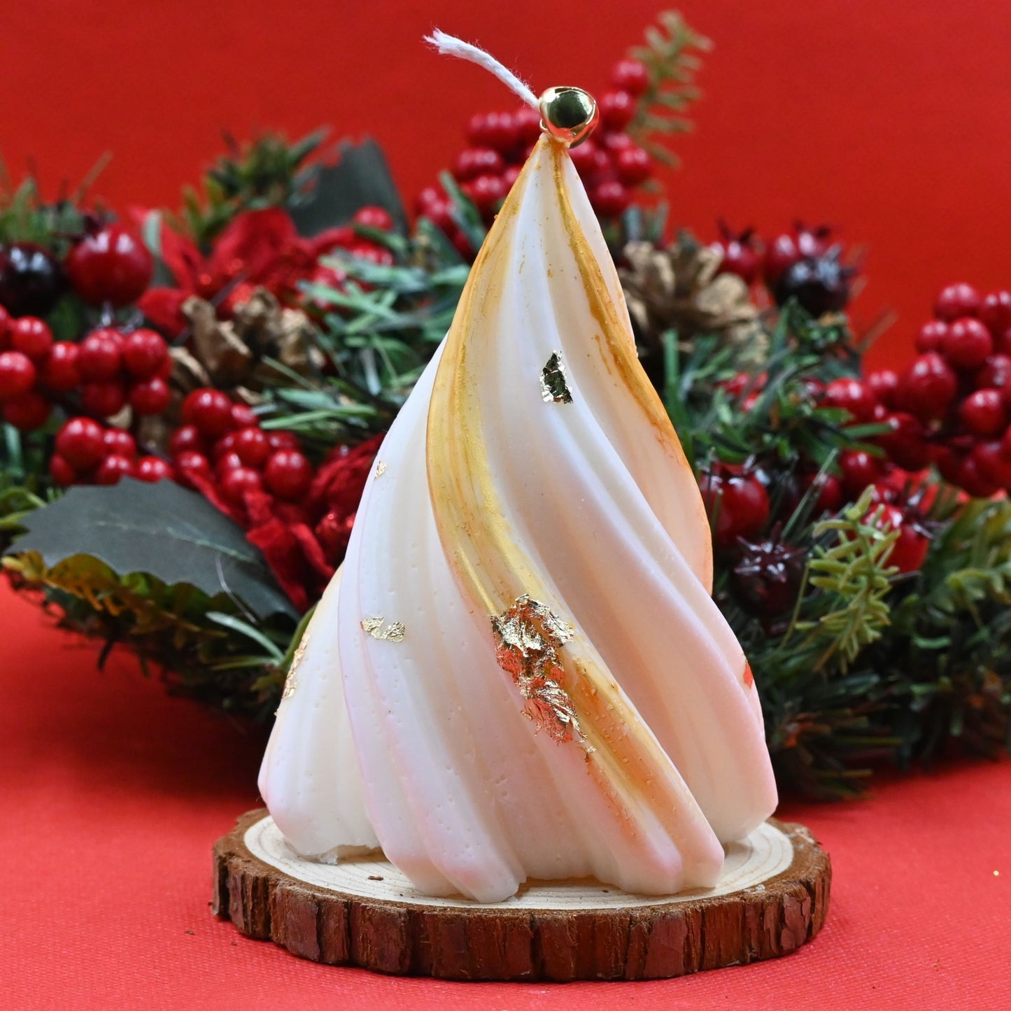 Handcrafted Swirl Christmas Tree Candle